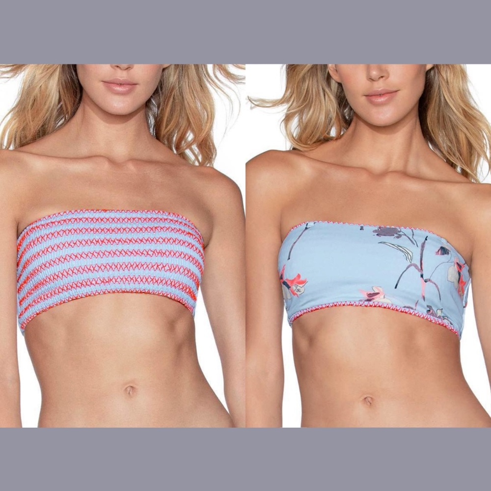 NEW Maaji [ XS ] Sandbar Ruched Bandeau‎ 4-Way Reversible Bikini Top